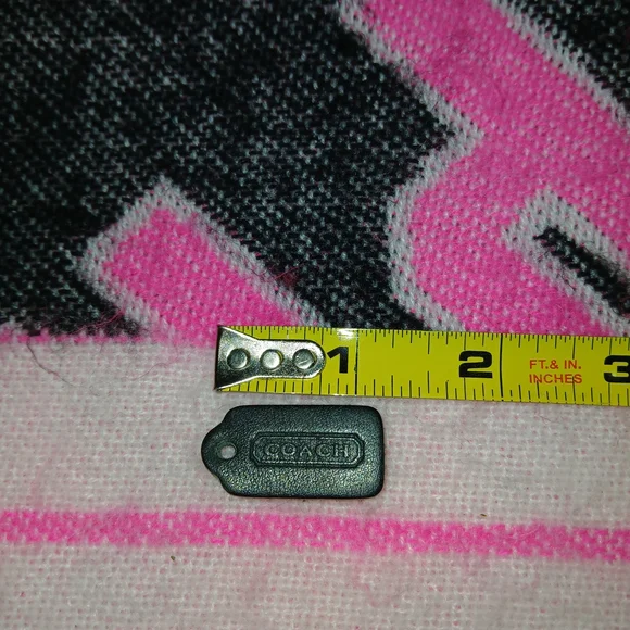 Coach Black Leather Tag Charm with Embossed Logo - Picture 2 of 4